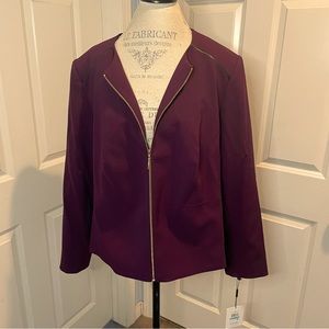 NWT CALVIN KLEIN WINE FULL ZIP SUIT SEPARATES JACKET 20W